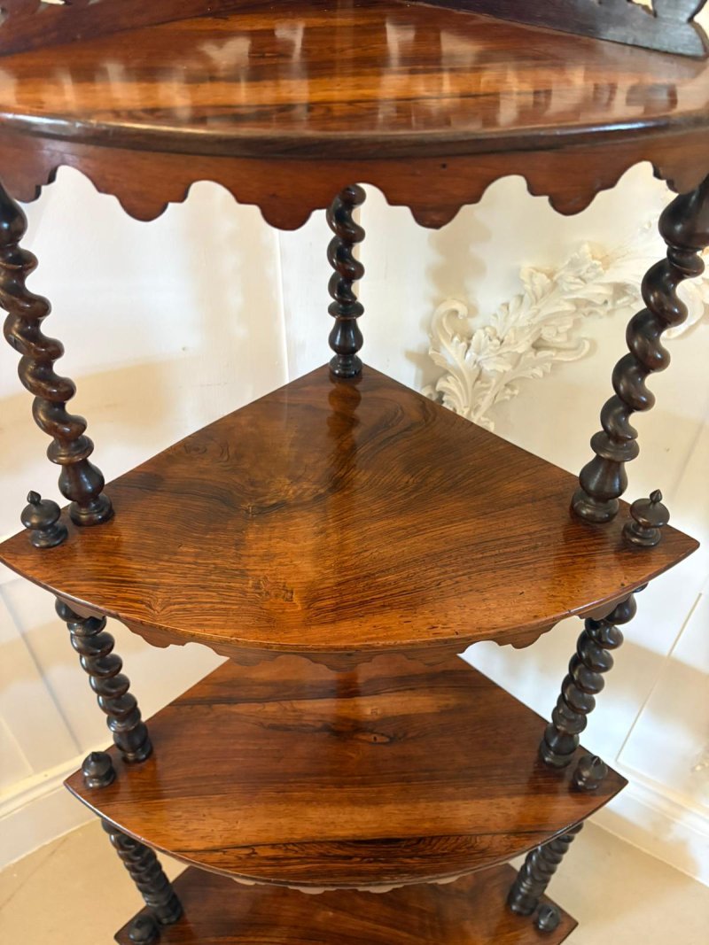Superb Quality Antique Victorian 4 Tier Rosewood Corner Whatnot - Image 6